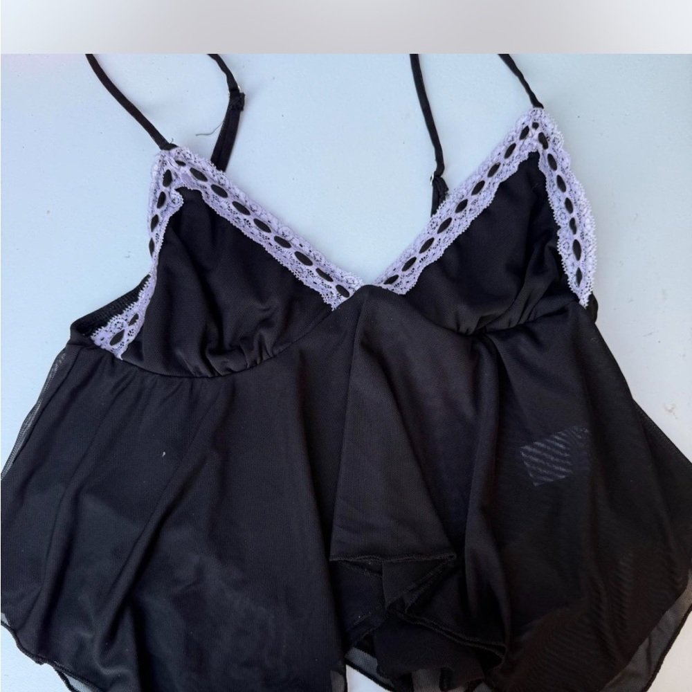 Cotton Candy L.A Black and White Lace Tank